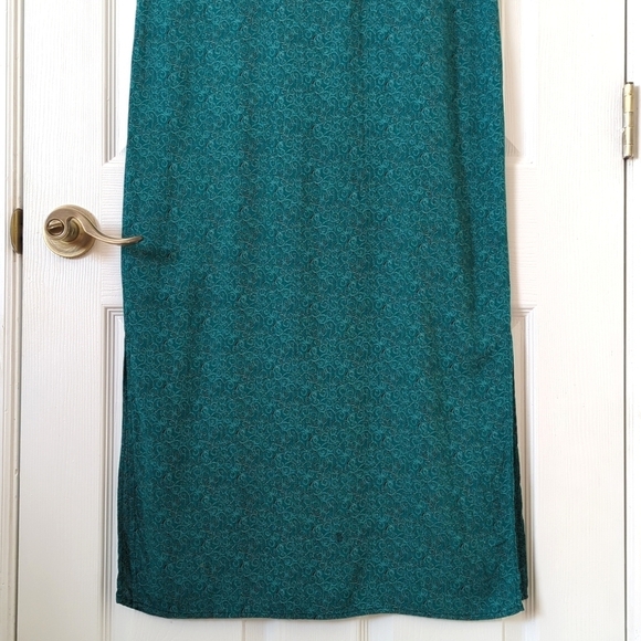 Caribou 80's Vintage Funky Swirl Printed Sleeveless Midi Shift Dress Teal Small - Picture 13 of 14